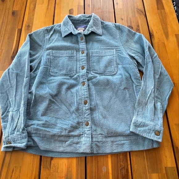 L.L. Bean Jackets & Blazers - LL Bean Womens Slate Blue Corduroy Button Shacket Size Xs Petite